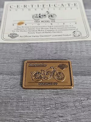 Harley Davidson 90th Anniversary  BRONZE Ingot 1951 Model 125 • $29.74