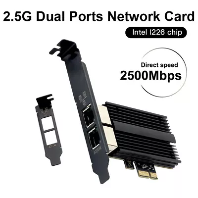 2.5Gbps PCI-E Gigabit Network Adapter Intel I226 Ethernet Card Dual RJ45 Port • $40.79