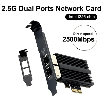 2.5Gbps PCI-E Network Adapter Intel I226 NIC Ethernet Dual RJ45 Port LAN Card • £38.39