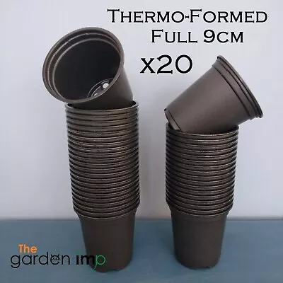 9cm Plant Pots Black Plastic Tall Deep Full Size Garden Flower Pot 3.5  | X 20 • £5.99