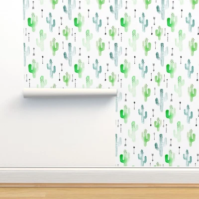 £97.86 • Buy Removable Water-Activated Wallpaper Cactus Garden Arrow Indian Summer Geometric