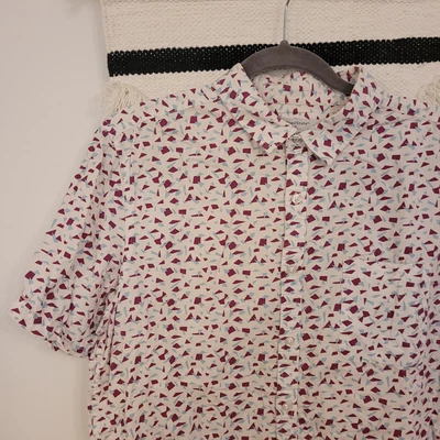 £2 • Buy Primark Mens Geometric Print White Short Sleeve Summer Shirt Size Large L