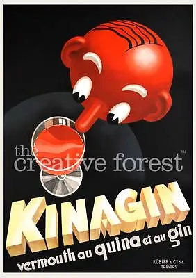 KINAGIN Vintage Liquor Advertising Reproduction Rolled CANVAS PRINT 24x32 In. • $57.72