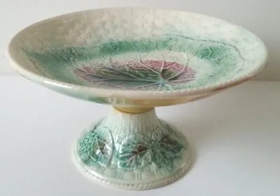 Pretty/Old Majolica English Begonia Leaf Compote Circa 1880 • $99