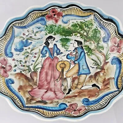 £19.95 • Buy Portuguese Pottery Dish Hand Painted Signed Sec XVII Couple Proposing Romantic