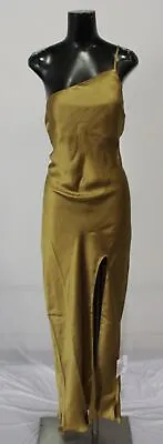 ASOS Women's Design Satin One Shoulder Draped Midaxi Dress JJ4 Gold Size US:12 • $32.99