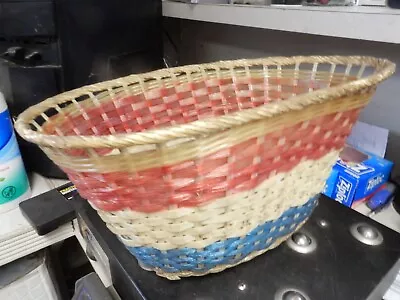 Vintage Honda Red White Blue Plastic Weave Woven Moped Scooter Basket • $24.99
