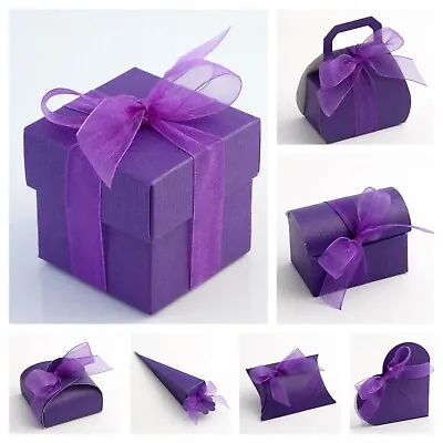 Silk Purple Wedding Favour Boxes Range - Luxury DIY Party Gift Box Only • £72.79