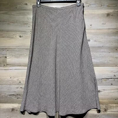 Eddie Bauer Womens 14 Linen Blend A-Line Maxi Skirt Brown Cream Gingham Check • $26.95