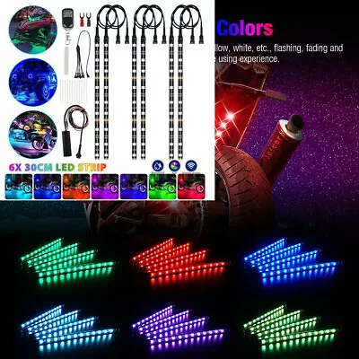 6X Motorcycle LED Lights Wireless Remote 18 Color Neon Glow Light Strips Kit NEW • $20.79