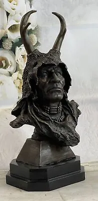 Rare Indian Native American Art Chief Eagle Bust Bronze Marble Sculpture Figure • $234.50