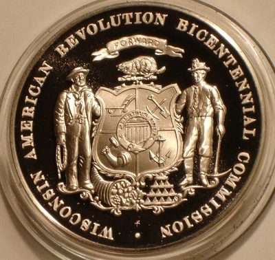 $23 • Buy 30th State WISCONSIN  1 Oz .925 SILVER Medal Superb Gem PROOF 50 States Set