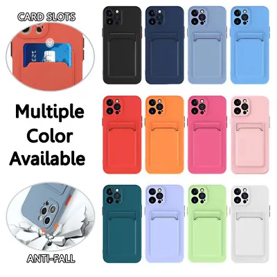 Card Holder Slot Wallet Back Case Cover For IPhone 15 14 13 12 11 Pro XS MAX XR • $7.59