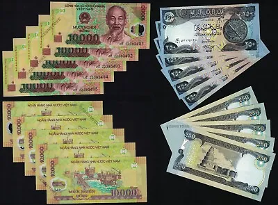 10 X 10000 Vietnam Dong Banknotes + 10 X 250 Dinars Iraq Currency Authentic 2018 • $49.99