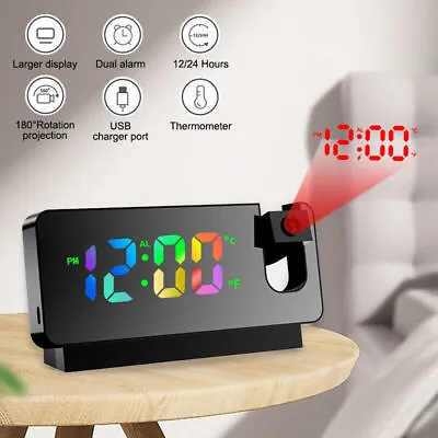 $27.89 • Buy Smart LED Digital Projection Alarm Clock Tempreture LCD Display Time Projector
