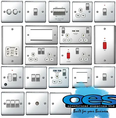 Bg Nexus Decorative Light Switches & Sockets Polished Chrome Range White Inserts • £6.70