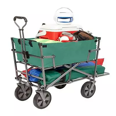 Mac Sports Steel Double Decker Collapsible Yard Cart Wagon Green (Open Box) • $116.93