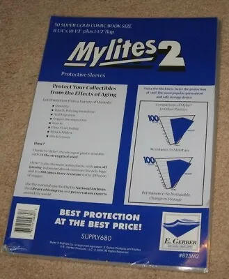 $39.99 • Buy 50 E Gerber Mylites 2 Mil Mylar Thick Super Golden Age Comic Book Bags Sleeves