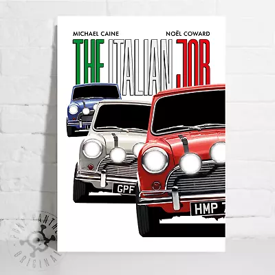 THE ITALIAN JOB '69 Poster - Michael Caine - Mini Cooper Minimalist Homage Print • £14.99