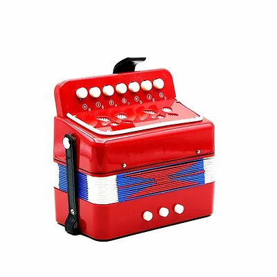 Small 7 Keys 3 Buttons Children Kids Button Toy Accordion Red • $29.99