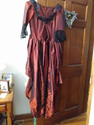 Beautiful Burgundy Civil War Reenactment Fancy Dress W/Hat - Dress Size Med.-Lg • $160