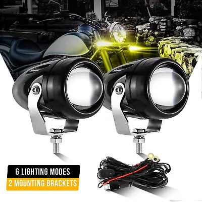 AUXBEAM 3  Inch LED Work Driving Fog Lights Amber White Strobe Flash Motorcycle • $83.99