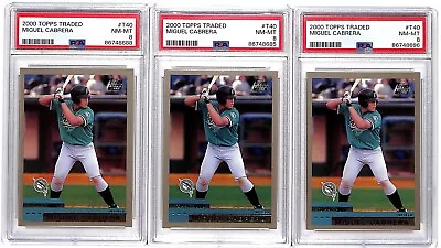 (3) Lot 2000 Topps Traded Miguel Cabrera Rookie RC PSA 8 #T40 Marlins • $17.50