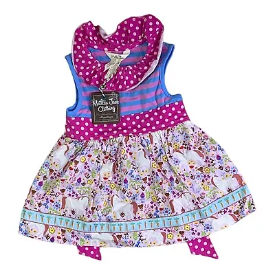 Matilda Jane Brilliant Daydream Lovely Unicorn Tunic Dress Size 2T Stripe Dots • $33.99