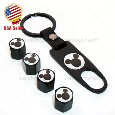 3D Car Sport Wheel Tire Valve Dust Stems Air Caps Keychain Mickey Logo 8 • $27.90