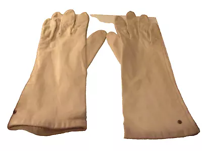 Vintage Miss Aris Women's Tan Leather Silk Lined Gloves Size 7.5 • $8