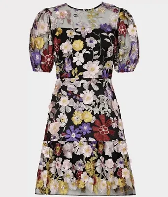NWT Milly Yasmin Multi Floral Embroidery Mini Short Dress Sz 4 FREE SHIP • $139.99