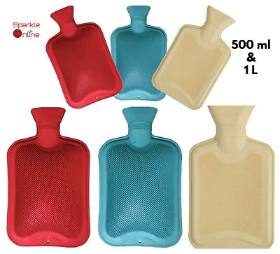 £4.45 • Buy Hot Water Bottles 500 Ml / 1L Natural Rubber Winter Warm Nights British Standard