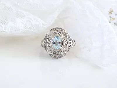 Sterling Silver 925 Natural Aquamarine Victoria Wieck Vine Ring Size 8 • $65.55