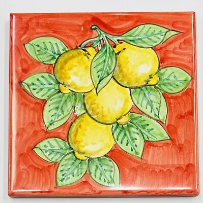 Vietri Pottery - 6’’ X 6’’ Lemon Tile Made By Hand In Italy • $39.99