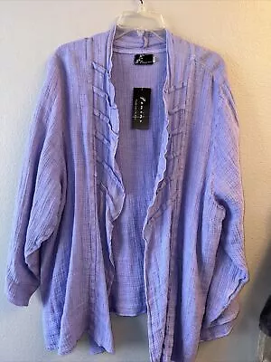 NWT- Fenini-Lilac Linen Open  Swing Jacket- Sz 3X-orig $110 • £8.83