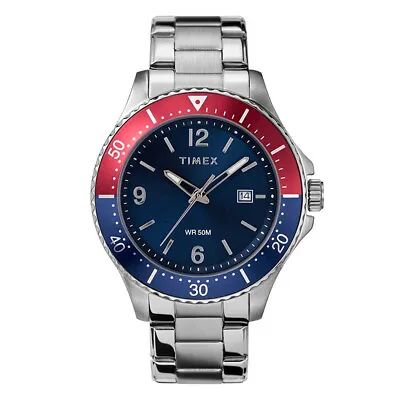 Timex Men's TW2U29000 Diver-Inspired 43mm Case Stainless Steel Blue Dial Watch • $65
