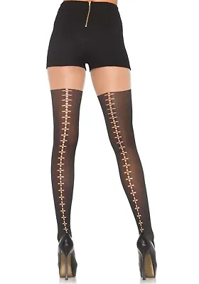 Spandex Opaque Tights W/Suture Backseam & Sheer Thigh Seamed Sexy Legs • $6.20