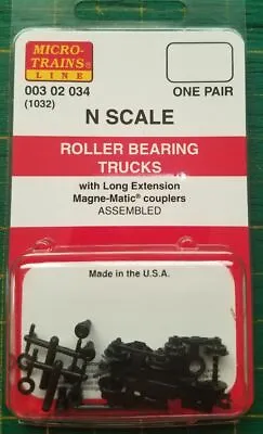 N Scale  MICRO TRAINS  003 02 034 Roller Bearing Trucks W/Long Cpls 1032  • $8.80