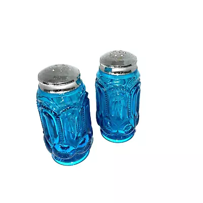 Glass Aqua / Teal Blue Vintage Salt And Pepper Shaker Set 4  • $14.44