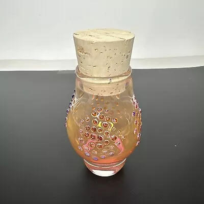 Handblown Borosilicate Art Glass Mini Jar W/ Cork Lid Fumed Boro Handmade 4  • $49.99