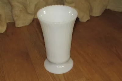 E.O. Brody CO Tall Vintage Vase MILK GLASS Ribbed Footed M5000 MADE IN USA #2194 • $18.90