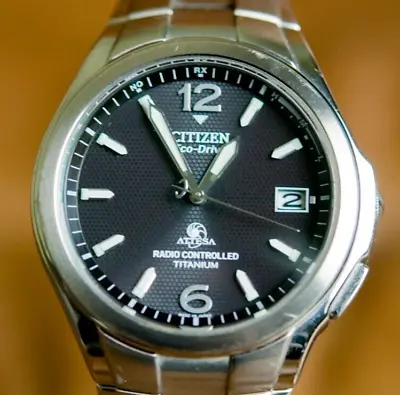 CITIZEN Eco-Drive ATTESA Radio Wave Solar Titanium Watch Excellent Condition JDM • $360