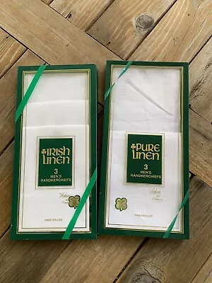 Ashear & Company Irish Linen Men's Handkerchiefs 4 New In Box Hand Rolled Saks • $29