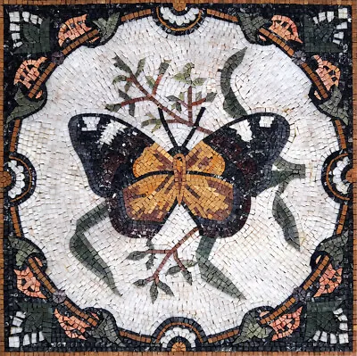 BM006 19.69 ×19.69  Butterfly Square Marble Mosaic Art • $539