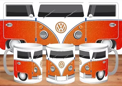 Volkswagen Bus Kombi Orange Glitter Design  Coffee Mug Birthday Gift • $22.99