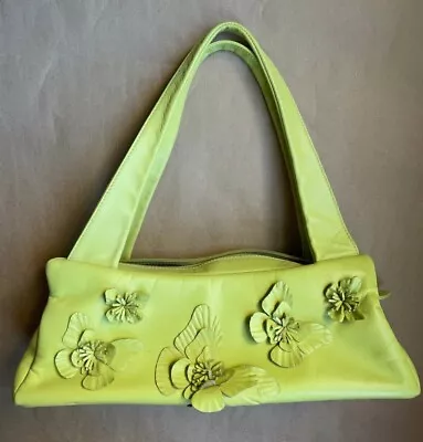 PAOLO MASI Lambskin Leather HANDBAG New SHIP FREE Lime Green Made In Italy • $499