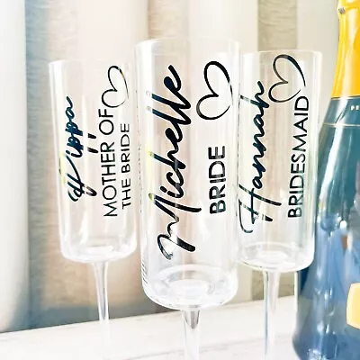 Personalised Wedding Name & Role Vinyl Sticker Decals Flutes Prosecco Glasses (A • £1.67