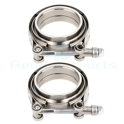 2 X 2.5  Universal Zinc Plated Iron V-Band Turbo Pipe Exhaust Flange Clamp • $23.18