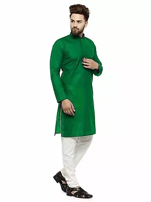 Indian 100% Cotton Men Kurta Shirt T-Shirt Multi Tunic Top Solid Color All Size • $20.90