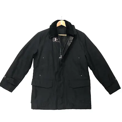 AZZARO Mens Sz Large 42 Black Jacket Coat Metal Toggle Pockets Removable Collar • $50.96